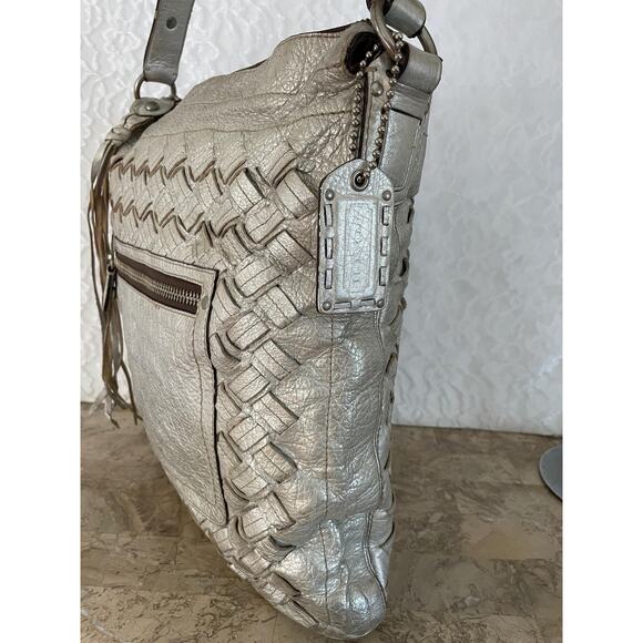 COACH THOMPSON Limited Edition JULIETTE 11980 silver Woven TravelTote bag - Picture 4 of 10